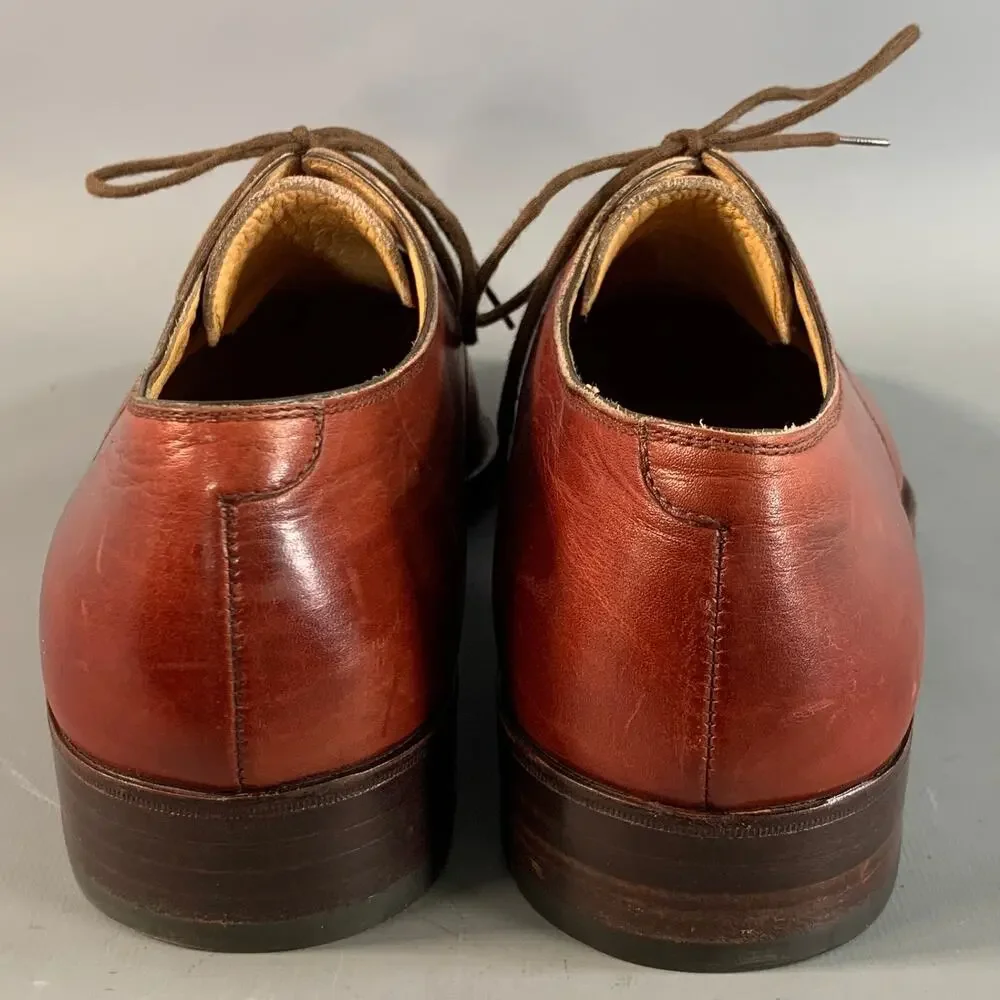 GRAVATI Size 9.5 Burgundy 16609 Solid Leather Derby Lace Up Shoes